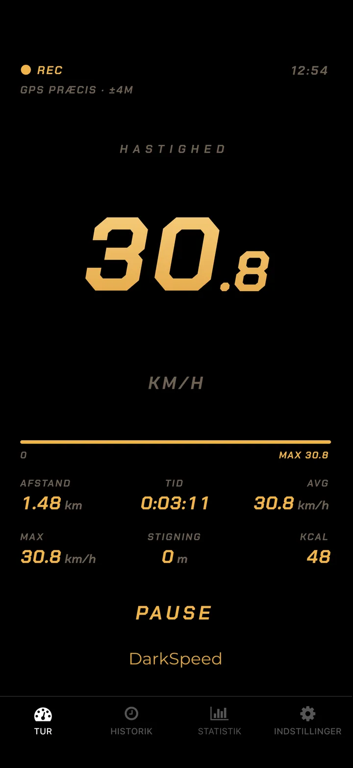 DarkSpeed-køreskærm, tema Gold