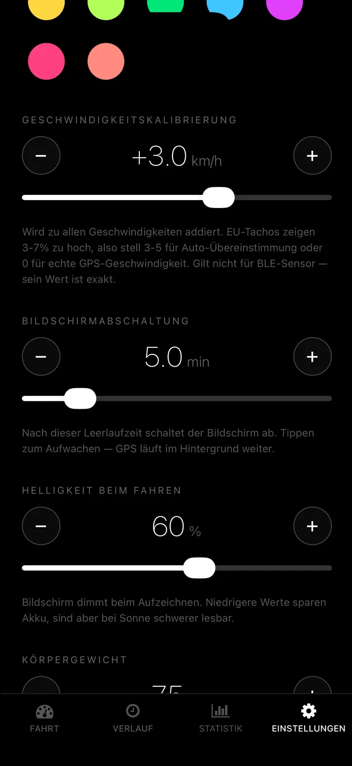 Display-Timeout, Helligkeit, Kalibrierung