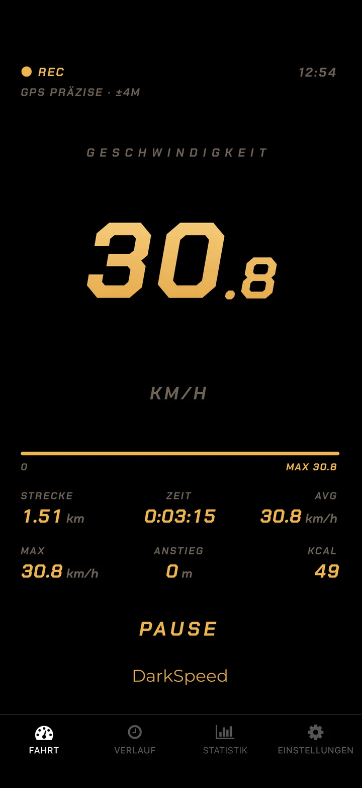 DarkSpeed Fahrtansicht, Gold Design