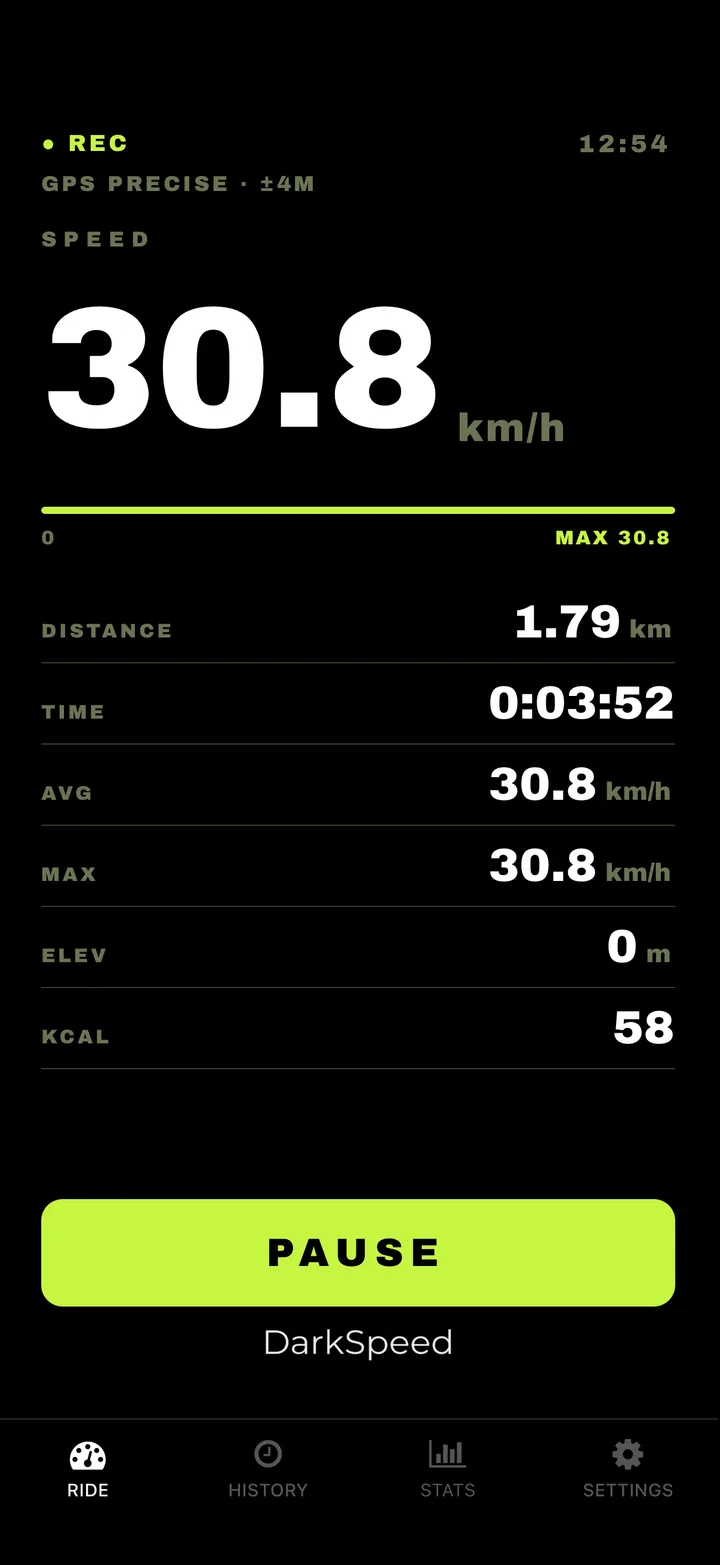 DarkSpeed ride screen, Acid theme