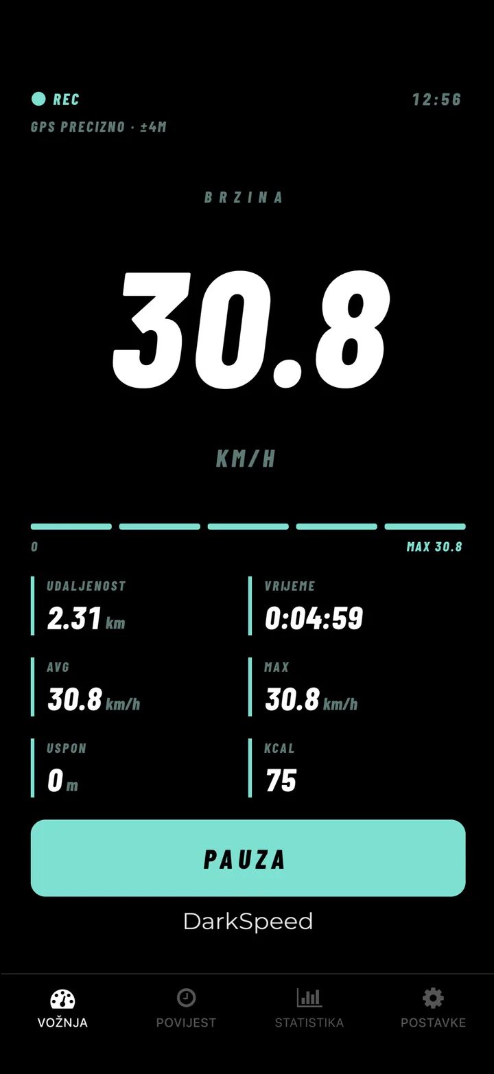 DarkSpeed zaslon vožnje, tema Celeste