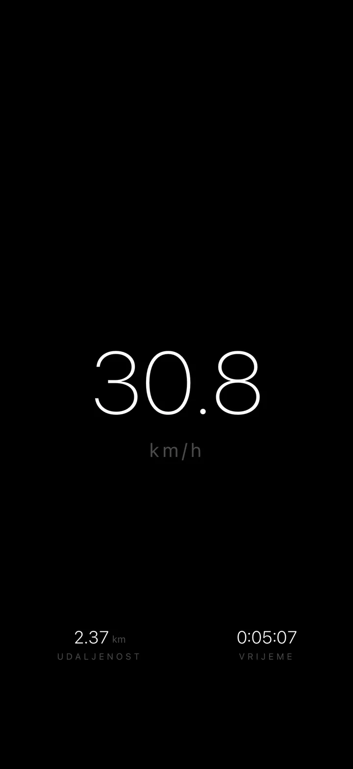 DarkSpeed zaslon vožnje, tema Minimalistic